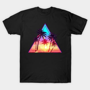 Vaporwave palm beach triangle logo T-Shirt